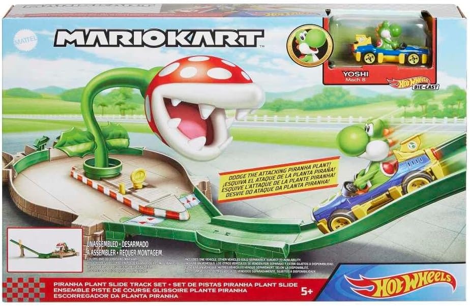 image:imageHot Wheels Mario Kart Piranha Plant Track Playset with Gravity Launcher Attaching Plant and Yoshi Kart Vehicle
