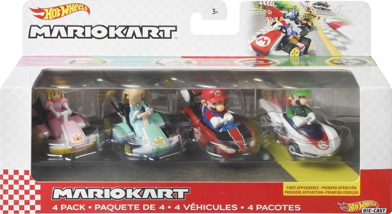 image:imageHot Wheels Mario Kart Vehicle 4Pack Set of 4 FanFavorite Characters Includes 1 Exclusive Model Collectible Gift for Kids amp Fans Ages 3 Years Old amp Up4Pk 3 Luigi