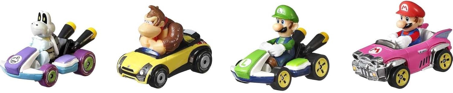 image:imageHot Wheels Mario Kart Vehicle 4Pack Set of 4 FanFavorite Characters Includes 1 Exclusive Model Collectible Gift for Kids amp Fans Ages 3 Years Old amp Up4Pk 1 Mario