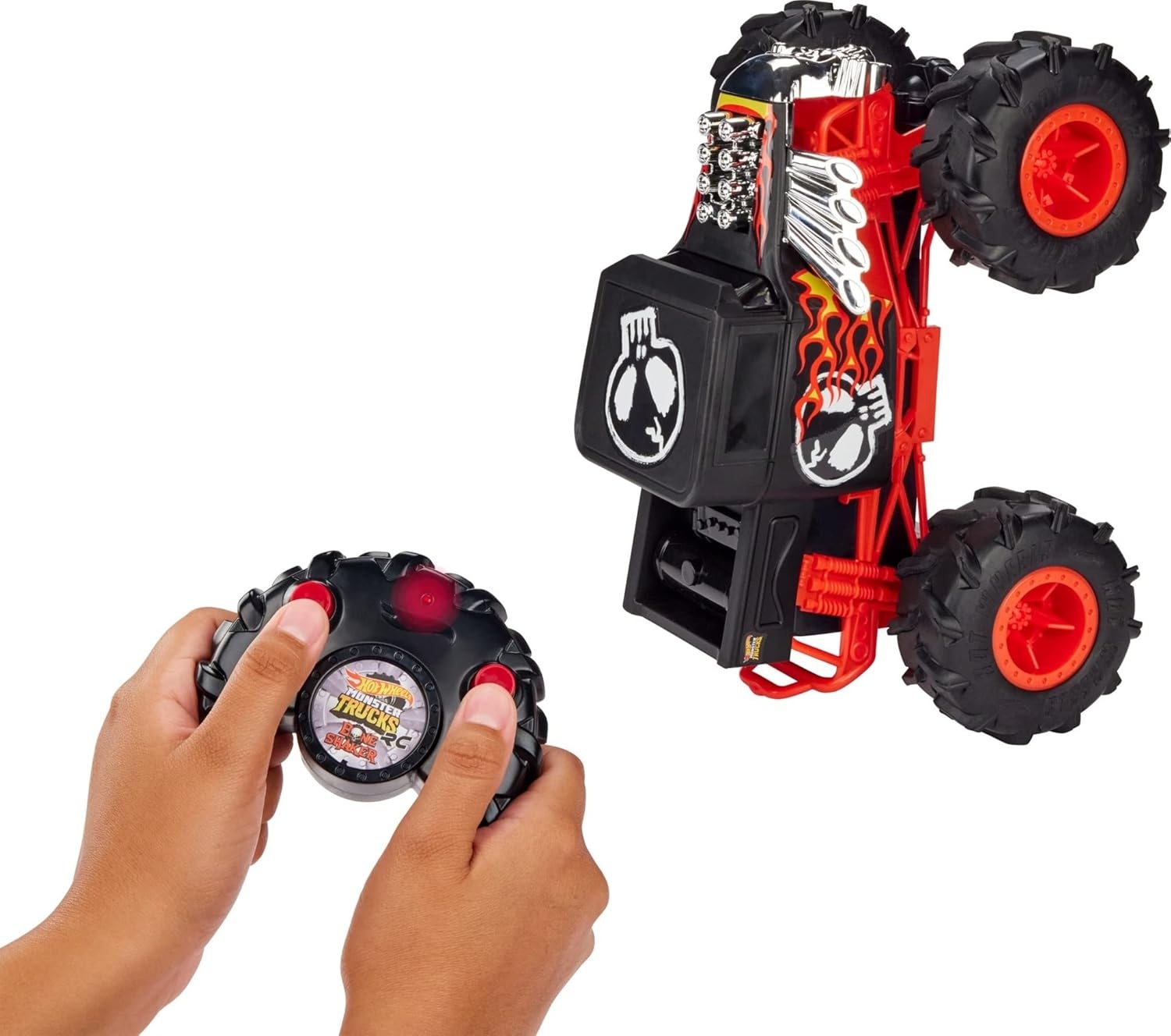 image:imageHot Wheels Monster Trucks RC Toy RemoteControl Transforming Rhinomite in 112 Scale amp 164 Scale Race Ace Converts into Launcher Connects to TrackBone Shaker