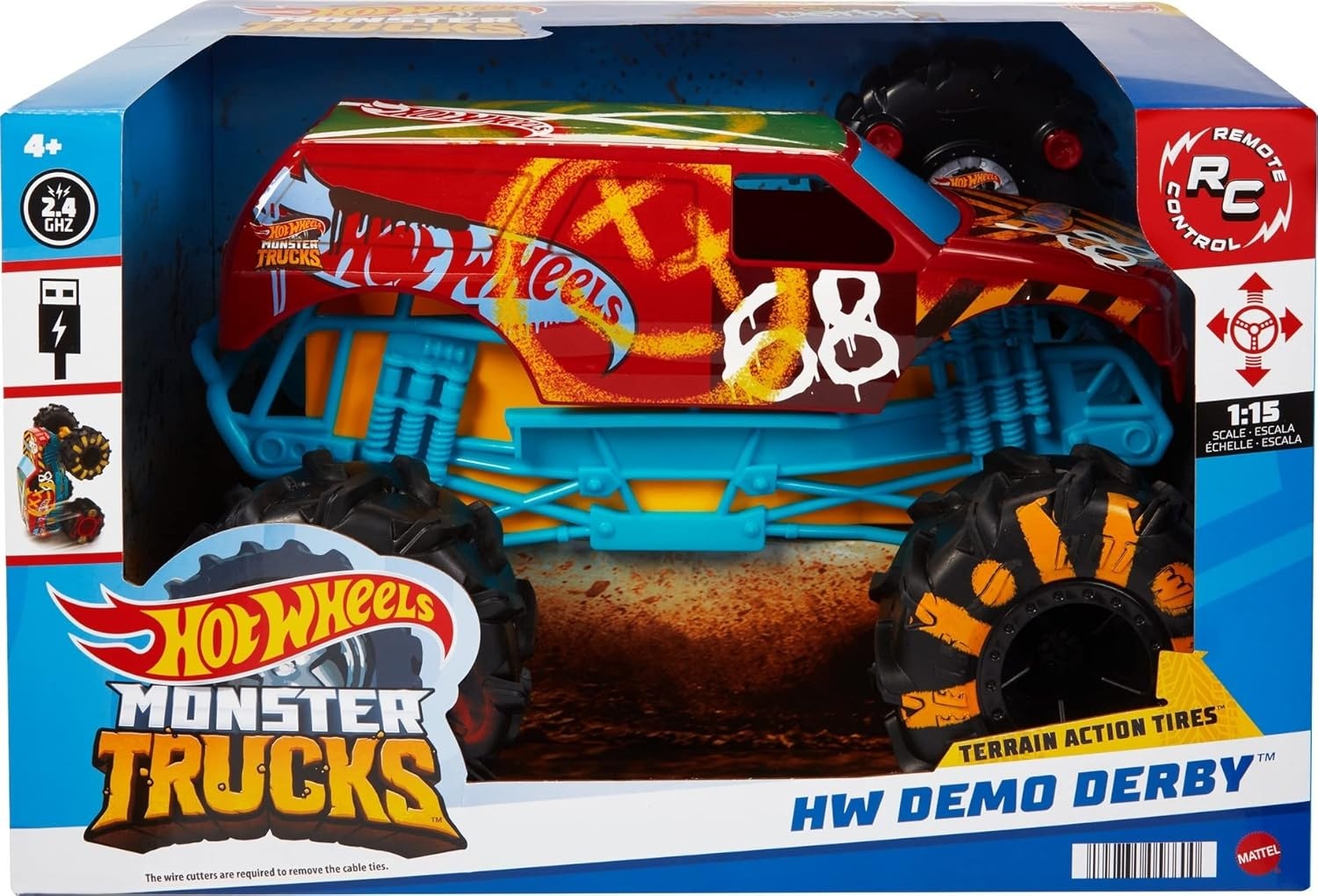 image:imageHot Wheels Monster Trucks RC Toy RemoteControl Transforming Rhinomite in 112 Scale amp 164 Scale Race Ace Converts into Launcher Connects to TrackDemo Derby