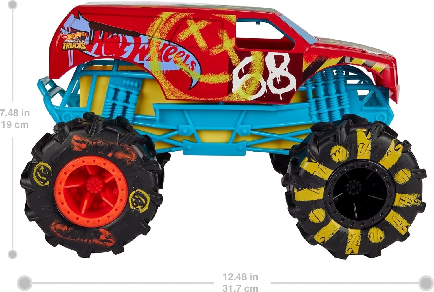 image:imageHot Wheels Monster Trucks RC Toy RemoteControl Transforming Rhinomite in 112 Scale amp 164 Scale Race Ace Converts into Launcher Connects to TrackDemo Derby