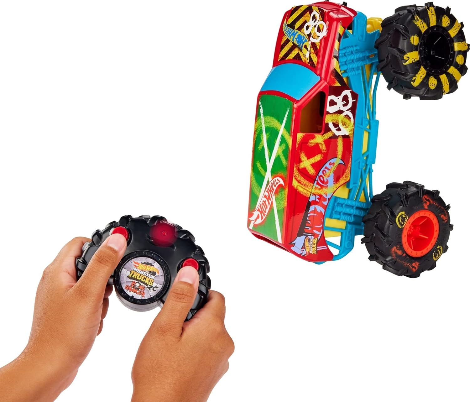 image:imageHot Wheels Monster Trucks RC Toy RemoteControl Transforming Rhinomite in 112 Scale amp 164 Scale Race Ace Converts into Launcher Connects to TrackDemo Derby