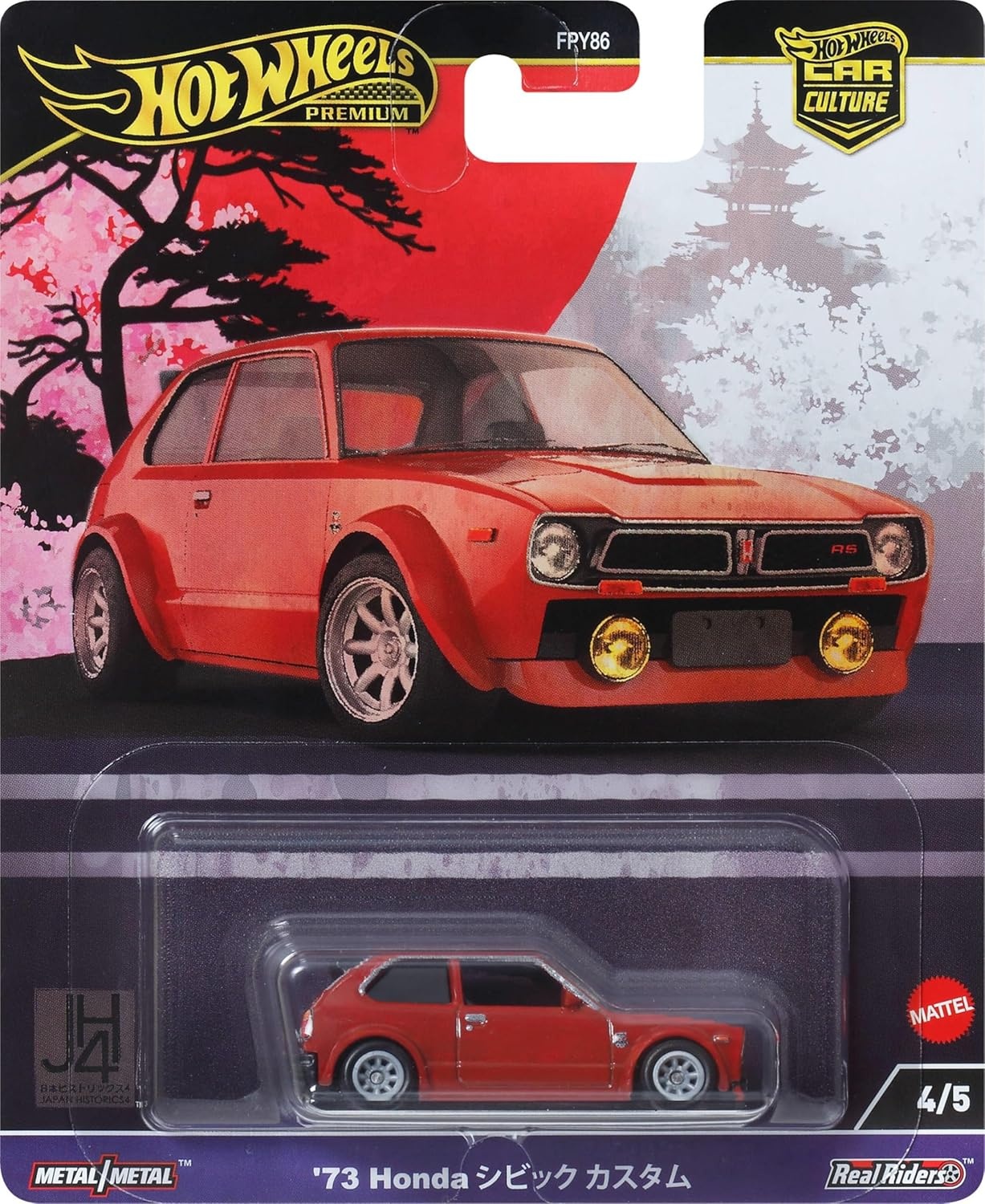 image:imageHot Wheels Premium Car Culture Collectible Toy Car 164 Scale DieCast 73 Honda Civic Custom Japan Historics 4 Vehicle with Real Riders Tires