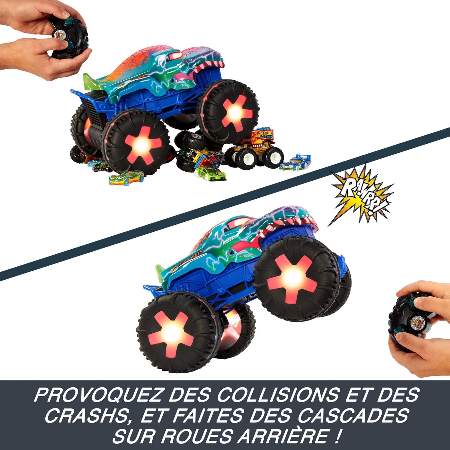 image:imageHot Wheels RC Monster Trucks MegaWrex in 16th Scale Extra Large RemoteControl Toy Truck More Than 2ft LongBlue