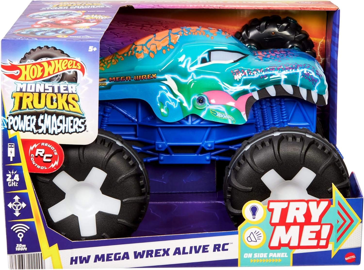 image:imageHot Wheels RC Monster Trucks MegaWrex in 16th Scale Extra Large RemoteControl Toy Truck More Than 2ft LongBlue