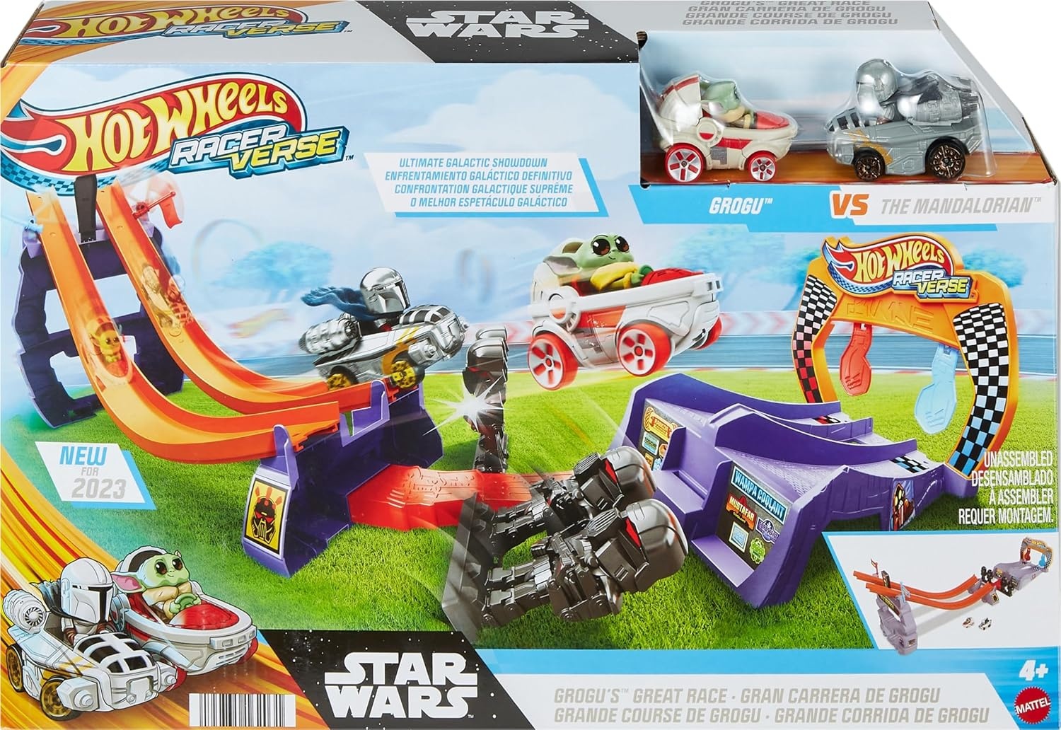 image:imageHot Wheels Star Wars RacerVerse Toy Car Track Set amp 2 DieCast Racers Grogus Great Race U44Inspired by Star Wars with Grogu and The Mandalorian