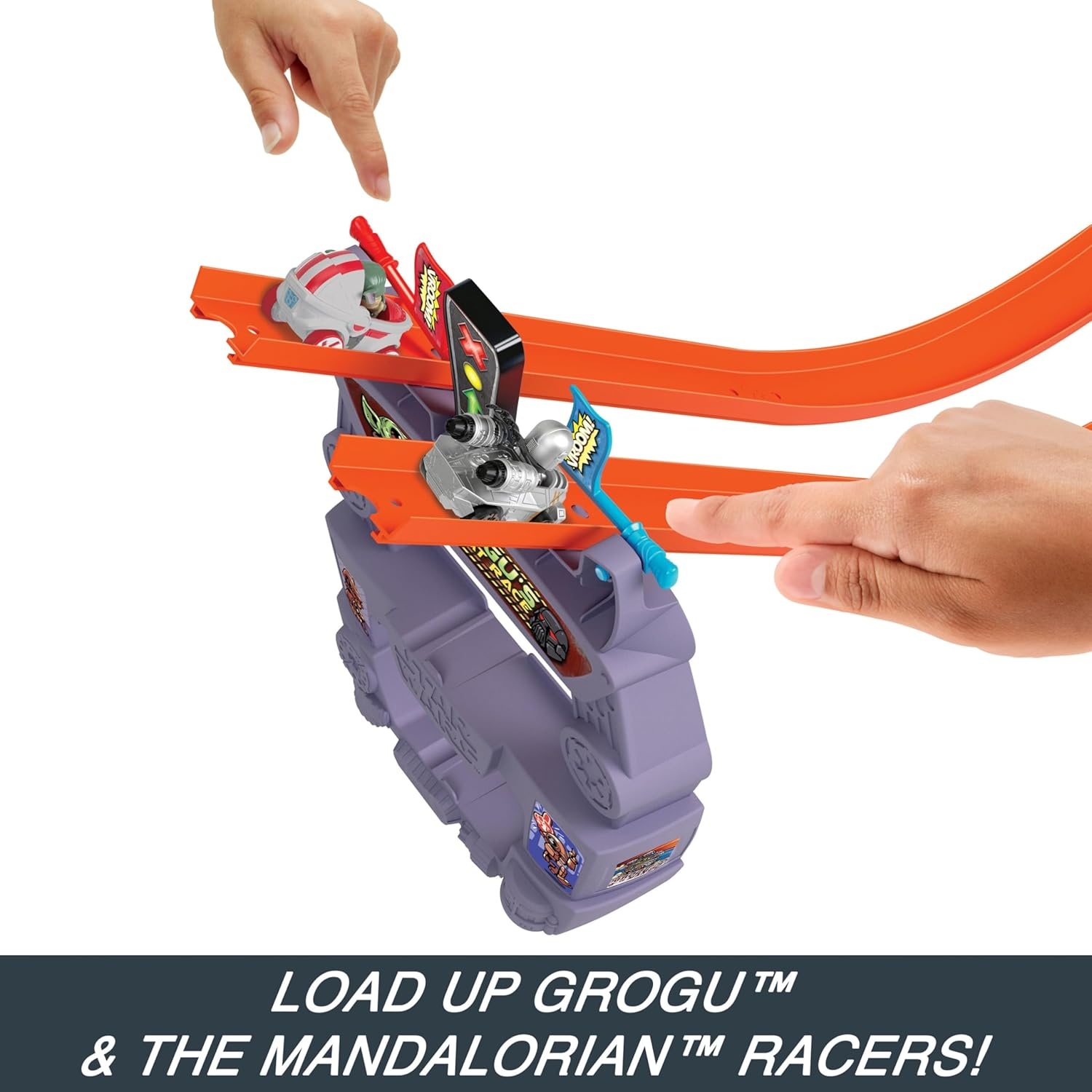 image:imageHot Wheels Star Wars RacerVerse Toy Car Track Set amp 2 DieCast Racers Grogus Great Race U44Inspired by Star Wars with Grogu and The Mandalorian
