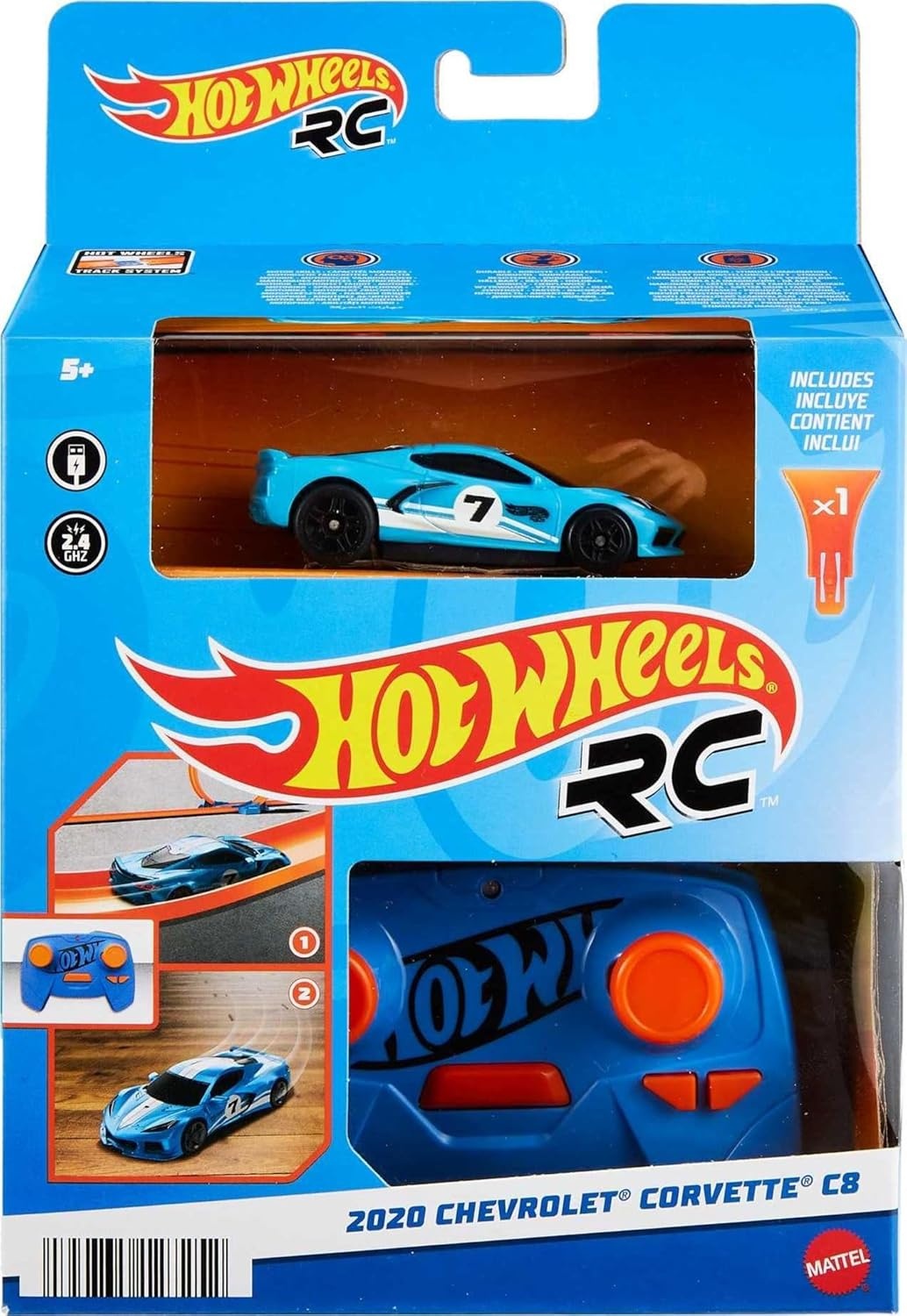 image:imageHot Wheels Toy Car RC Tesla Roadster in 164 Scale RemoteControl Vehicle with Controller amp USB Cable Works On amp Off TrackCorvette