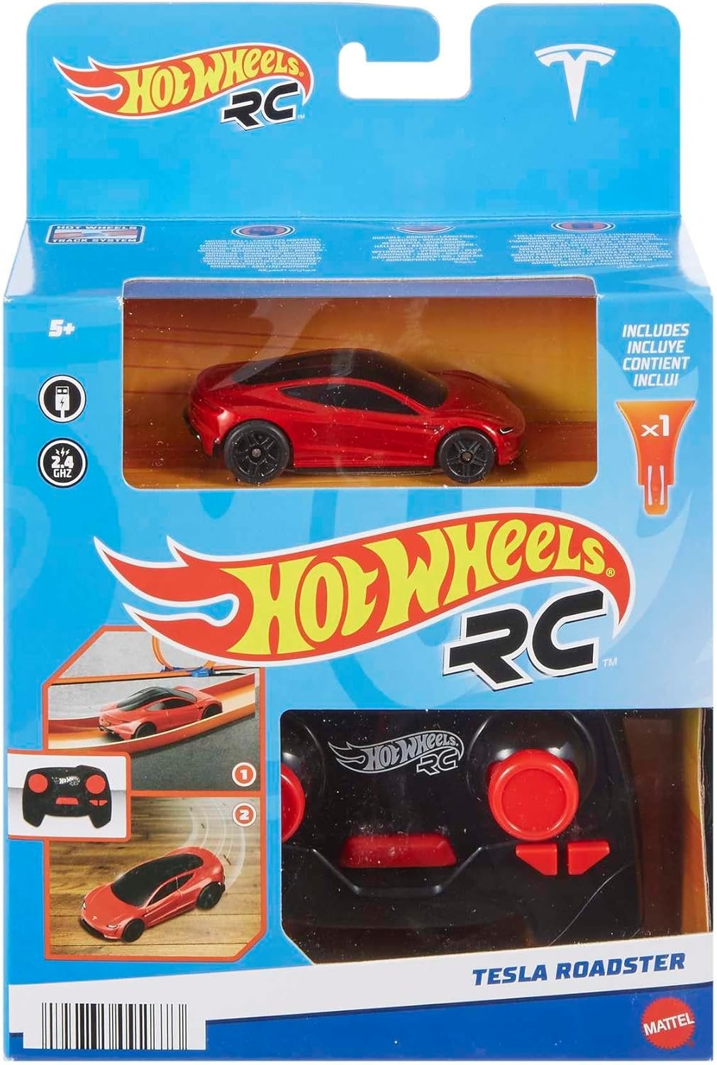 image:imageHot Wheels Toy Car RC Tesla Roadster in 164 Scale RemoteControl Vehicle with Controller amp USB Cable Works On amp Off TrackTesla