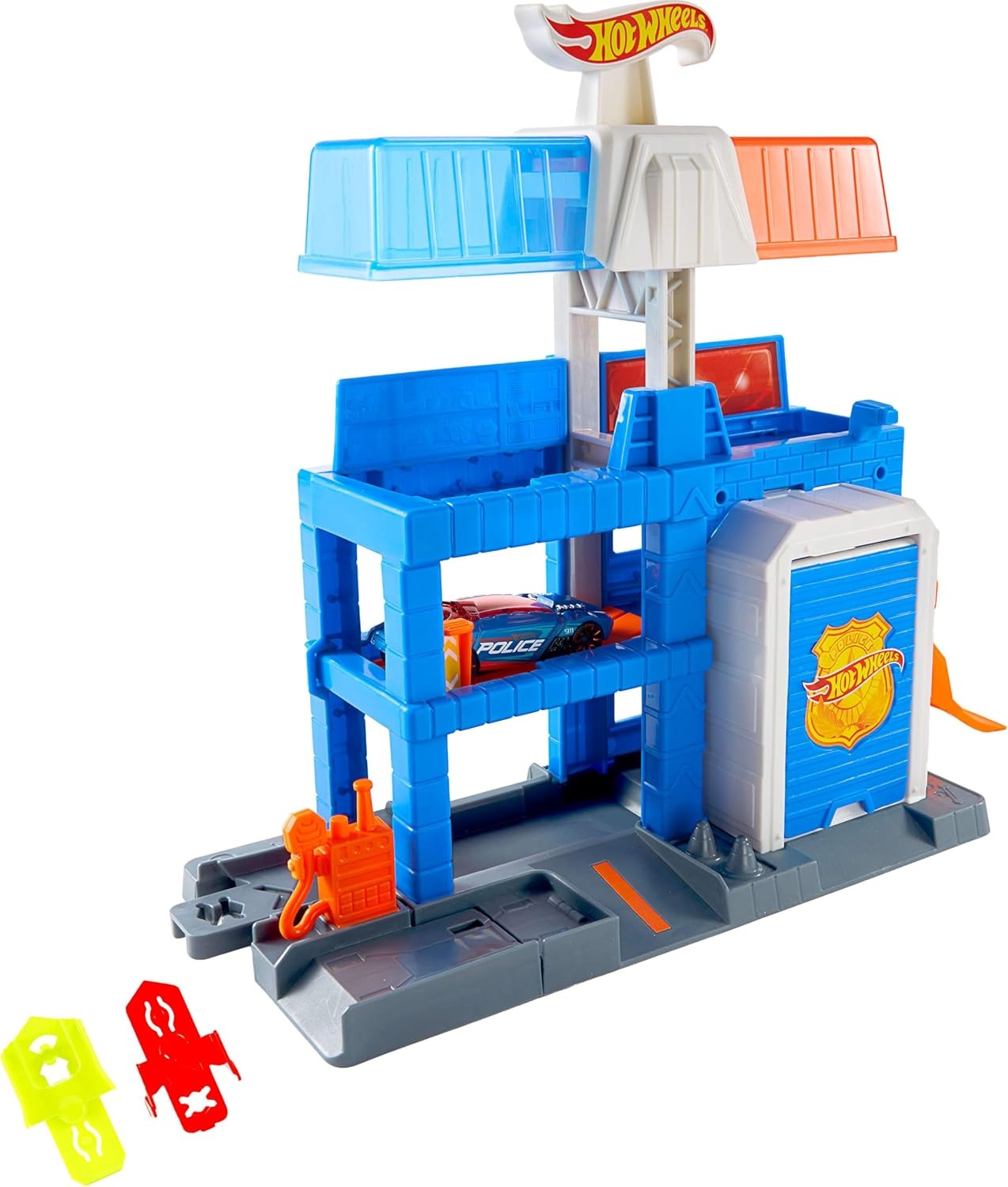image:imageHot Wheels Toy Car Track Set City Downtown Police Tower Playset amp 164 Scale DieCast Police Vehicle Expands to 3 Levels Speed Snap Track System