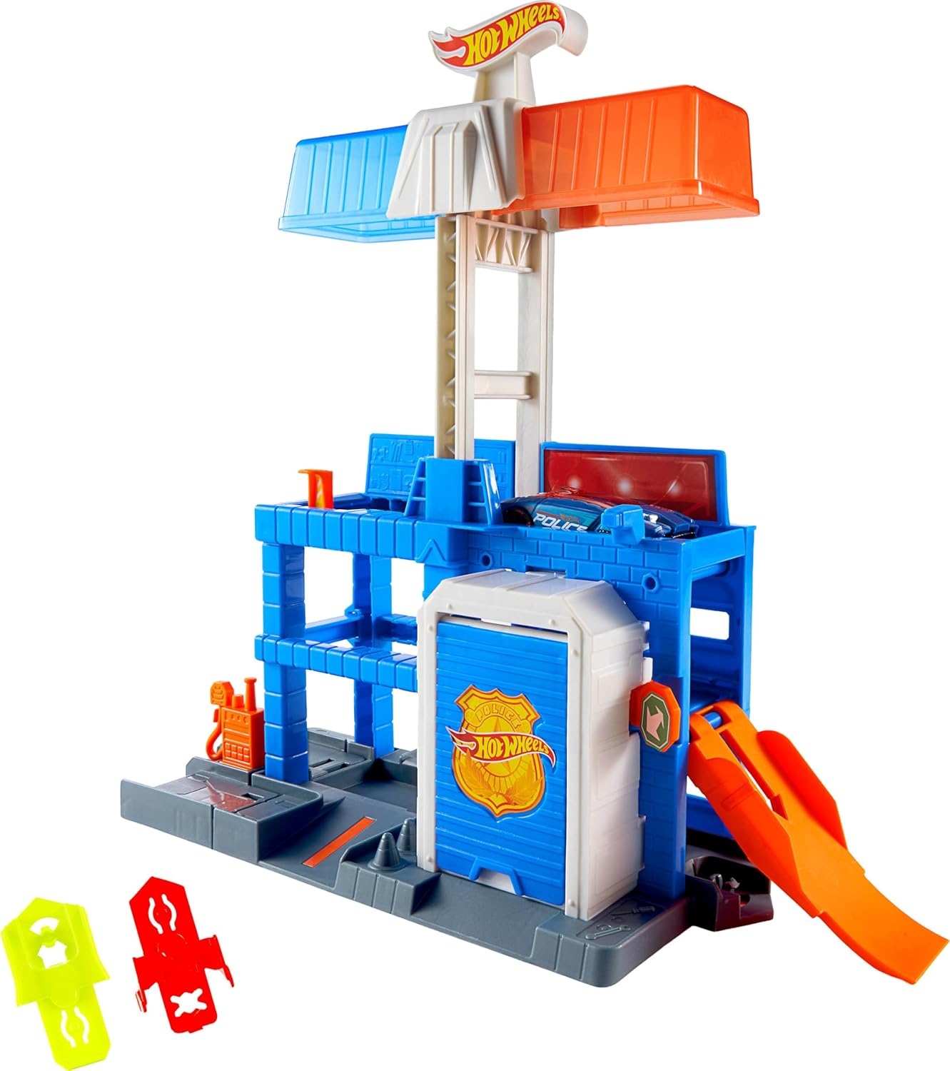image:imageHot Wheels Toy Car Track Set City Downtown Police Tower Playset amp 164 Scale DieCast Police Vehicle Expands to 3 Levels Speed Snap Track System