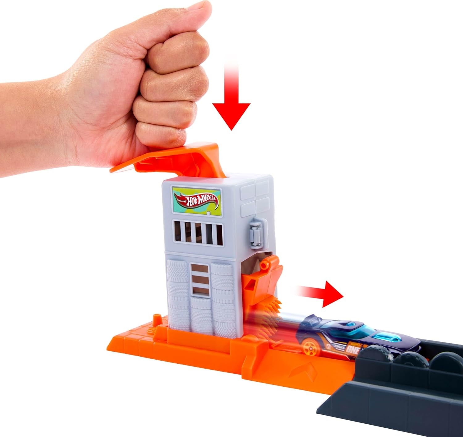 image:imageHot Wheels Toy Car Track Set City Gorilla Slam Attack Playset amp 164 Scale Vehicle Nemesis Challenge with Multiple Ways to Play Speed Snap Track