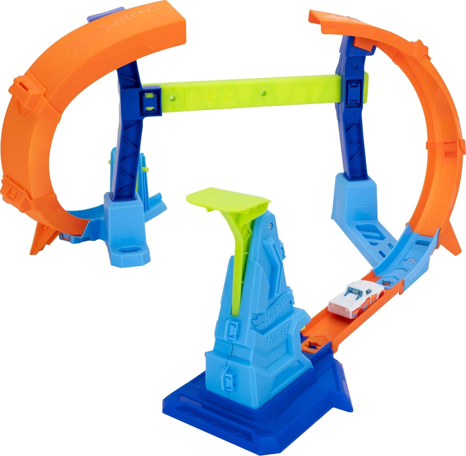image:imageHot Wheels Toy Car Track Set Flip amp Jump Through the Corkscrew Loop with a 164 Scale Toy Car Speed Snap Track amp Adapters Compresses for Storage
