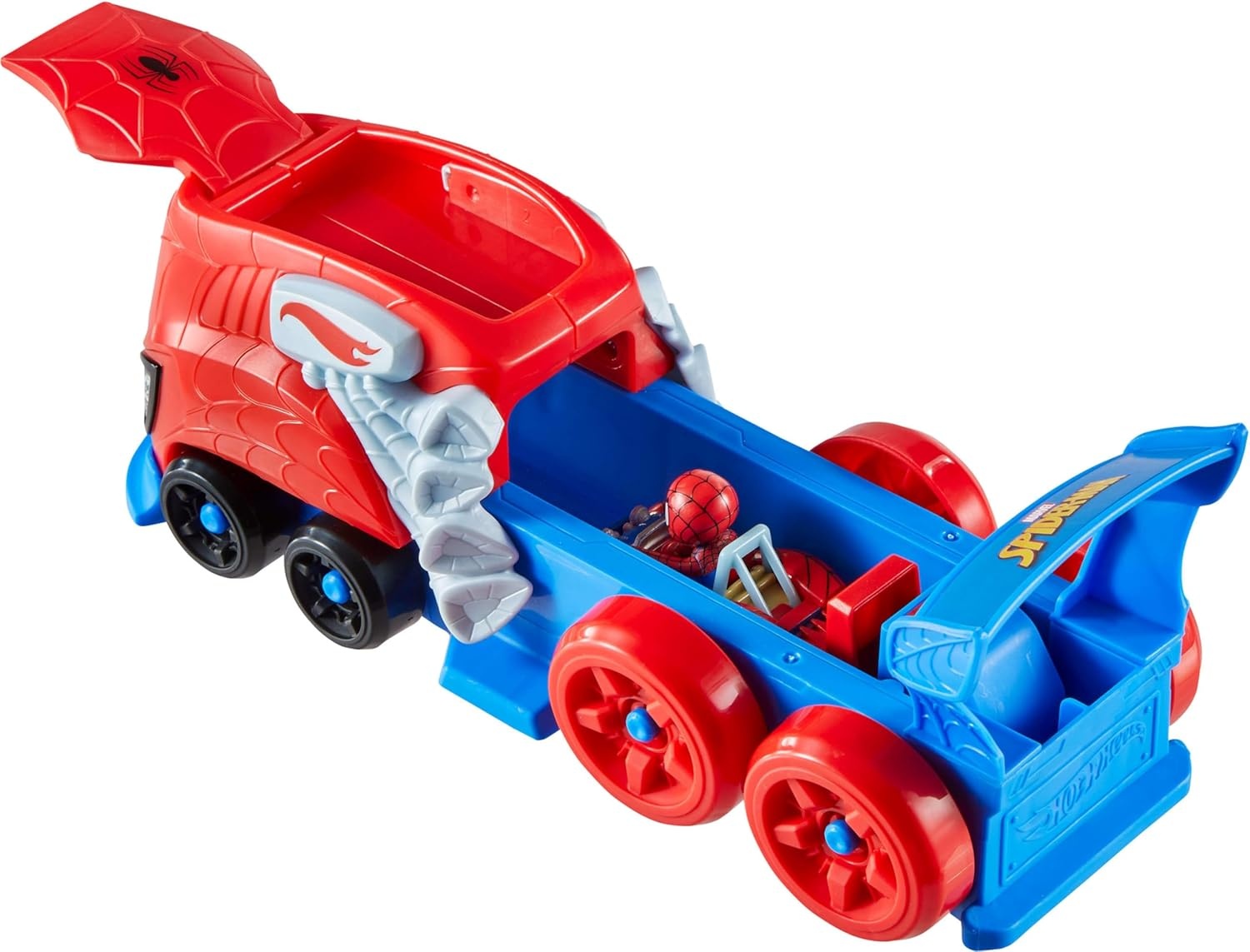 image:imageHot Wheels Toy Car Track Set SpiderMan LargeScale Launcher and Hauler with DieCast RacerVerse Vehicle