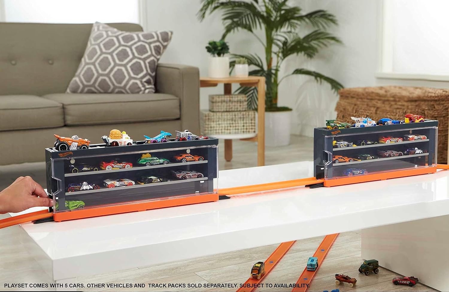 image:imageHot Wheels Toy Cars Set of 8 164 Scale Vehicles amp Interactive Display amp Storage Case That Holds up to 12 Connects to Track