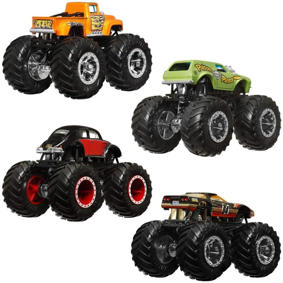 image:imageHot Wheels Toy Cars amp Monster Trucks Sharks vs Dinos Multipack with 2 Big Rigs 2 164 Scale Monster Trucks amp 2 164 Scale Hot Wheels VehiclesEpic 4Pack