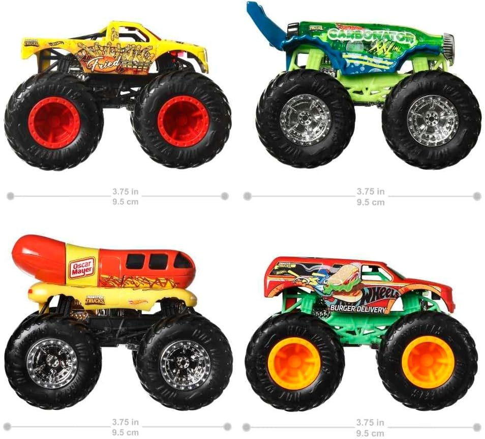 image:imageHot Wheels Toy Cars amp Monster Trucks Sharks vs Dinos Multipack with 2 Big Rigs 2 164 Scale Monster Trucks amp 2 164 Scale Hot Wheels VehiclesEpic 4Pack