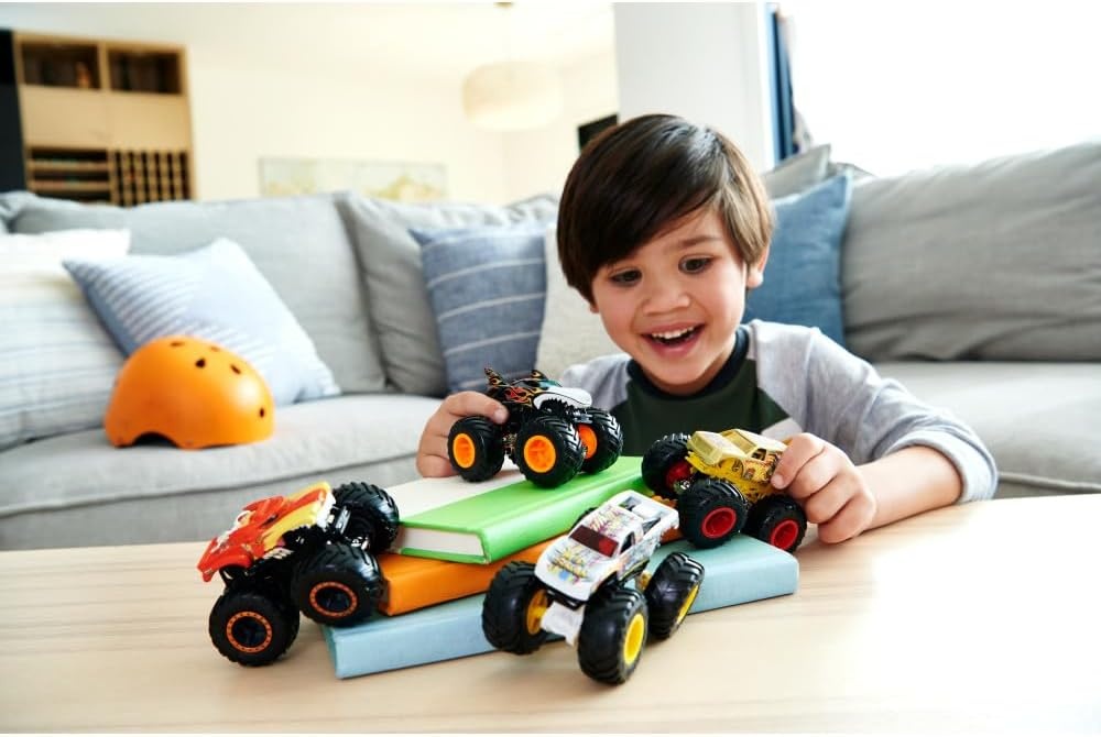 image:imageHot Wheels Toy Cars amp Monster Trucks Sharks vs Dinos Multipack with 2 Big Rigs 2 164 Scale Monster Trucks amp 2 164 Scale Hot Wheels VehiclesEpic 4Pack