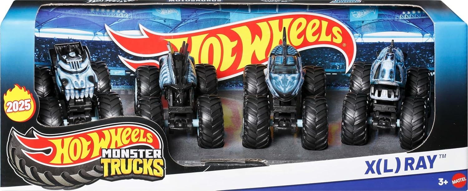 image:imageHot Wheels Toy Cars amp Monster Trucks Sharks vs Dinos Multipack with 2 Big Rigs 2 164 Scale Monster Trucks amp 2 164 Scale Hot Wheels VehiclesXRay 4Pack
