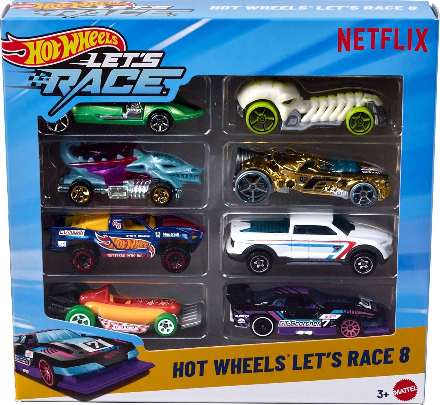 image:imageHot Wheels Toy Cars amp Trucks Lets Race 8Pack Set of 8 164 Scale Vehicles from the Animated Netflix Show8Pack