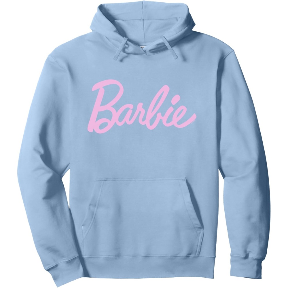 imageBarbie Classic Script Light Pink Logo Pullover HoodieDusty Blue