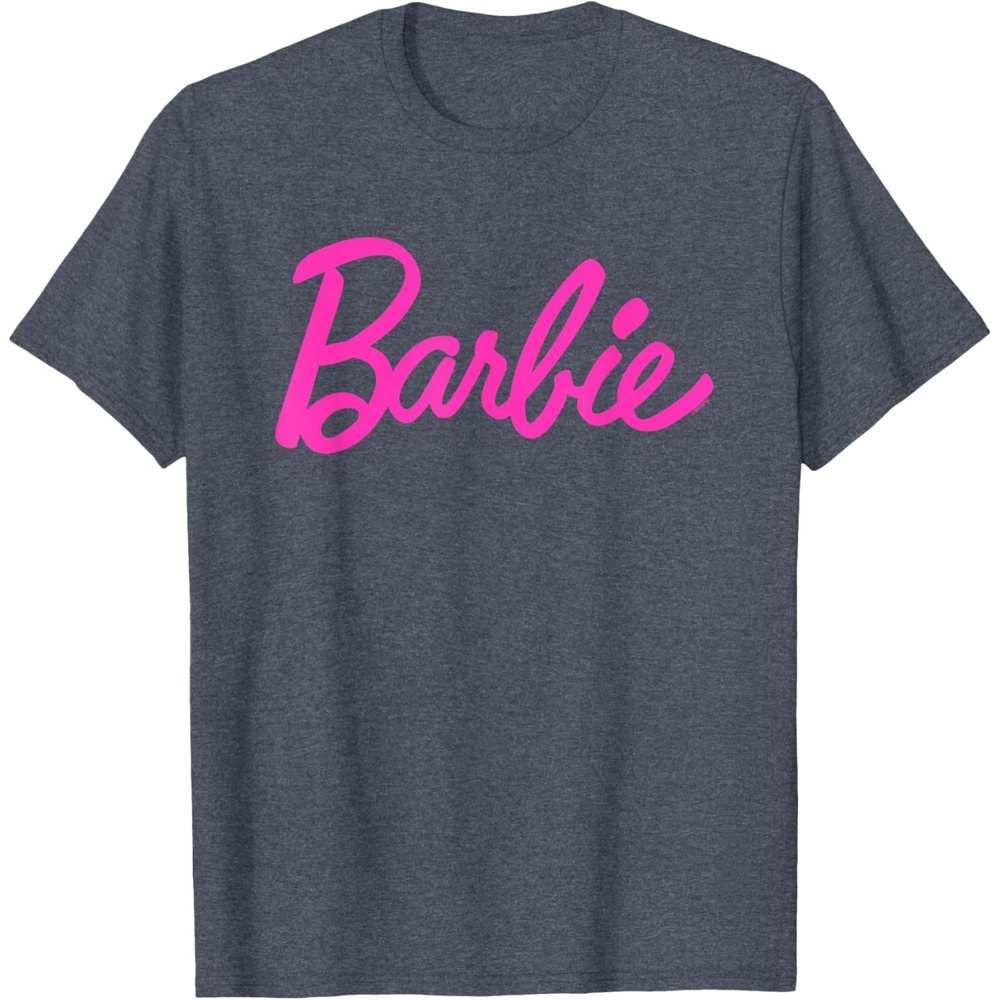 imageBarbie Classic Script Pink Logo TShirtHeather Blue