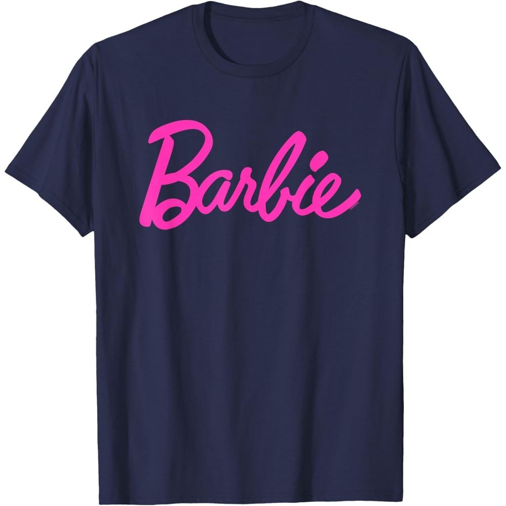 imageBarbie Classic Script Pink Logo TShirtNavy Blue