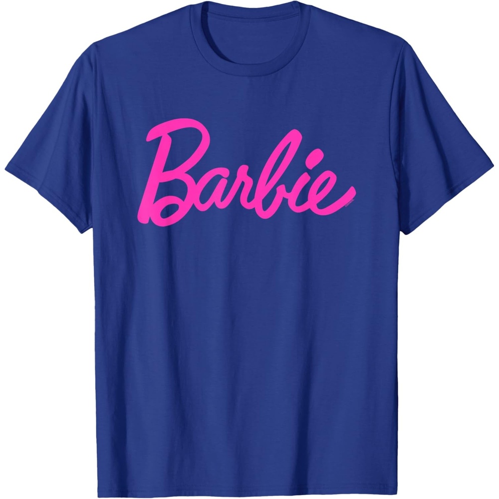 imageBarbie  Classic Script Pink Logo TShirtRoyal Blue