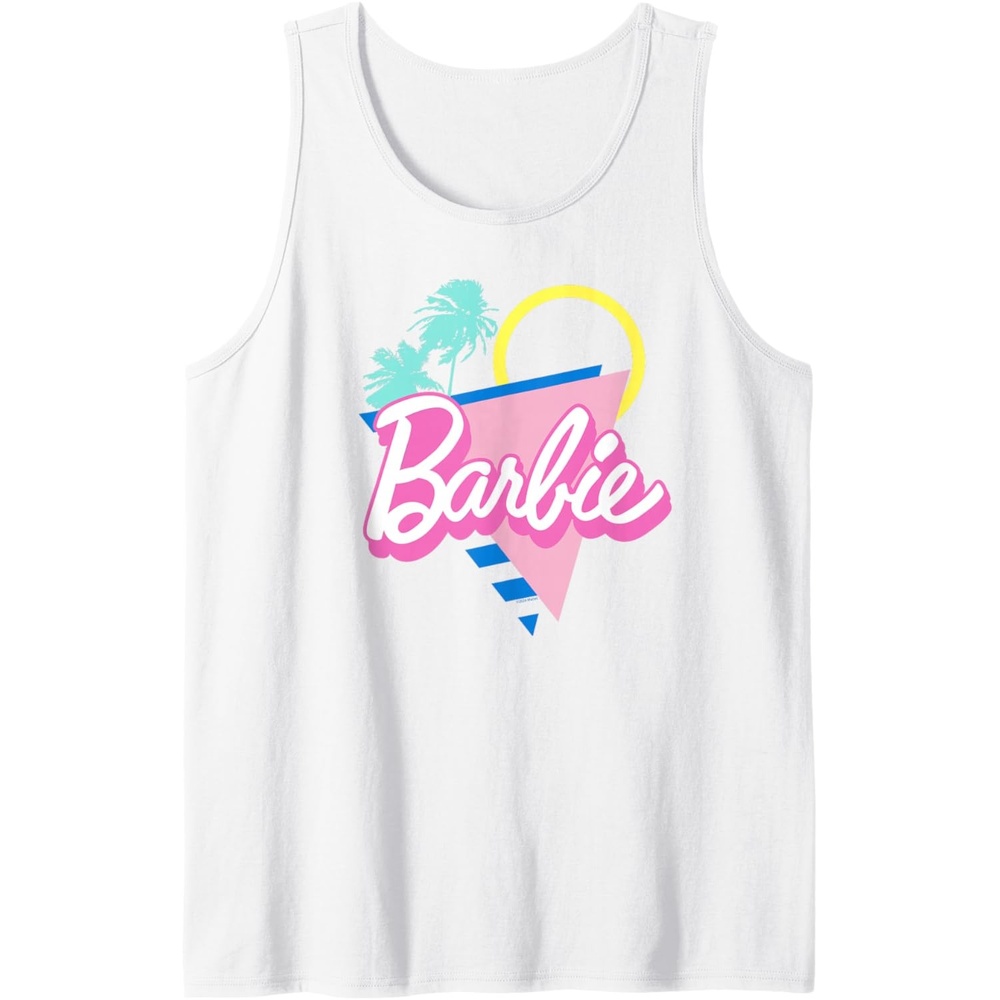 imageBarbie 90s Retro Logo Bright Pink Tank TopWhite