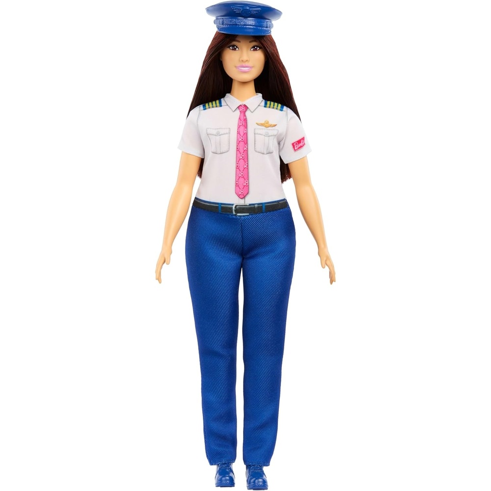 imageBarbie Careers Pilot Fashion Doll Wearing Removable Look with Flight Uniform amp Shoes Plus Hat Accessory
