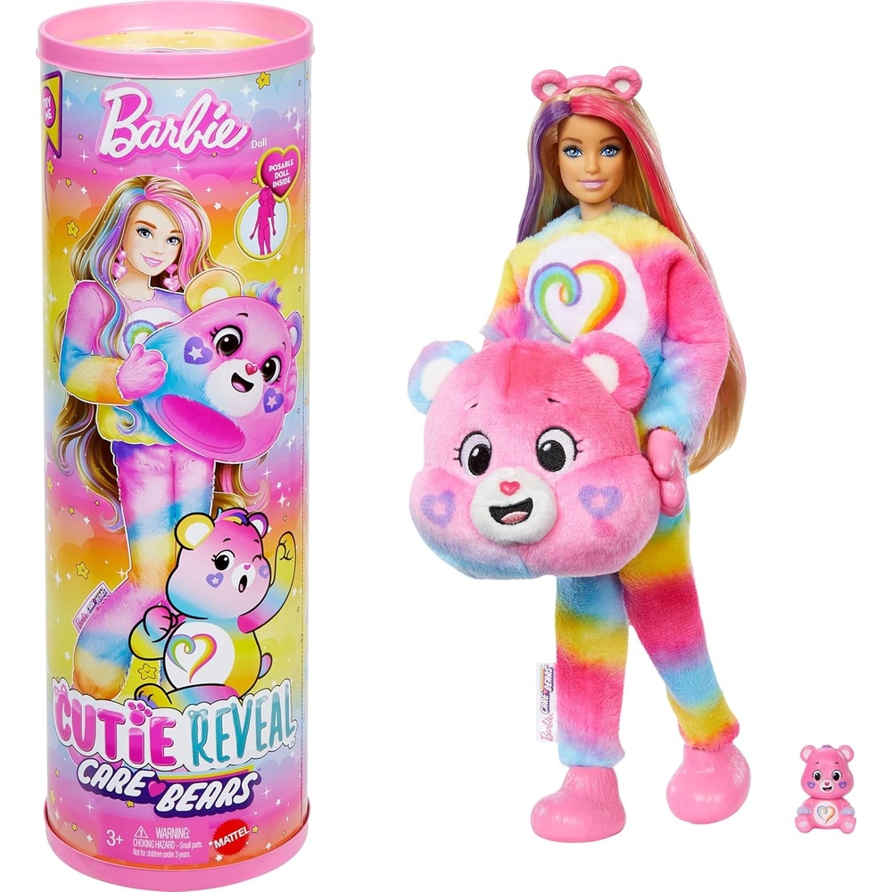 imageBarbie Cutie Reveal Care Bears Doll amp Accessories Series 2 Togetherness Bear with 10 Surprises Including Color Change amp Mini Bear