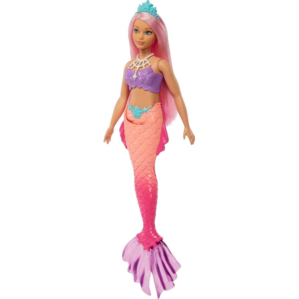 imageBarbie Dreamtopia Mermaid Doll with Curvy Body Pink Hair Pink Ombre Tail amp Headband AccessoryMulticolor