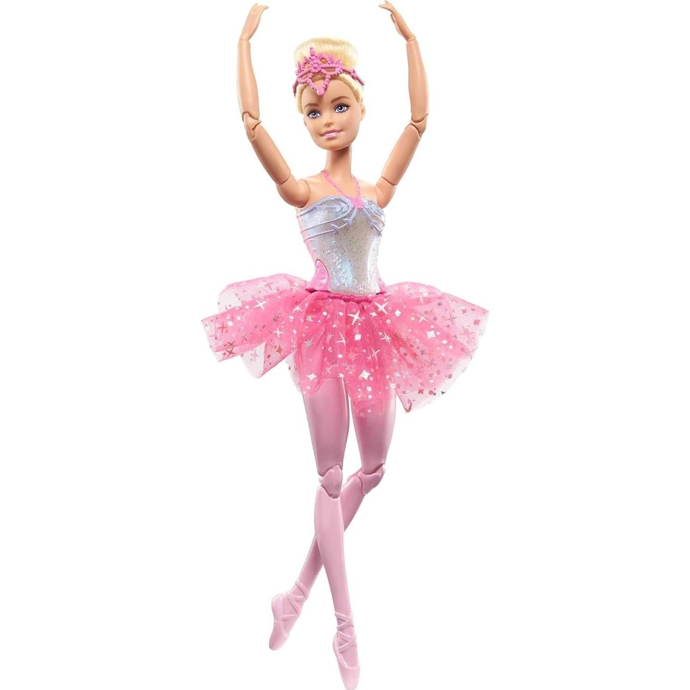imageBarbie Dreamtopia Twinkle Lights Ballerina Doll with Brunette Hair amp LightUp Feature Wearing Removable Headband amp Purple TutuPink