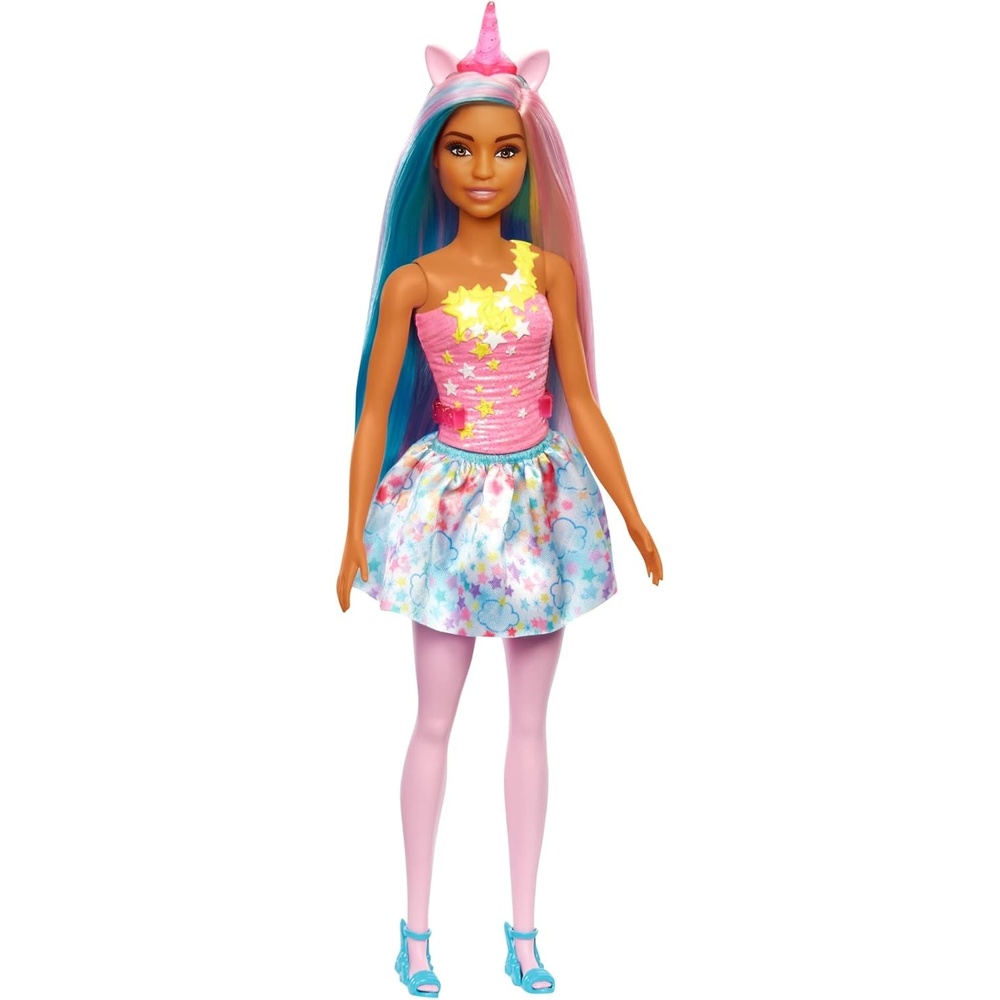 imageBarbie Dreamtopia Unicorn Fashion Doll with Blue amp Purple Hair Wesring Removable Skirt amp Accessories Including Pink Unicorn Headband amp TailMulticolor