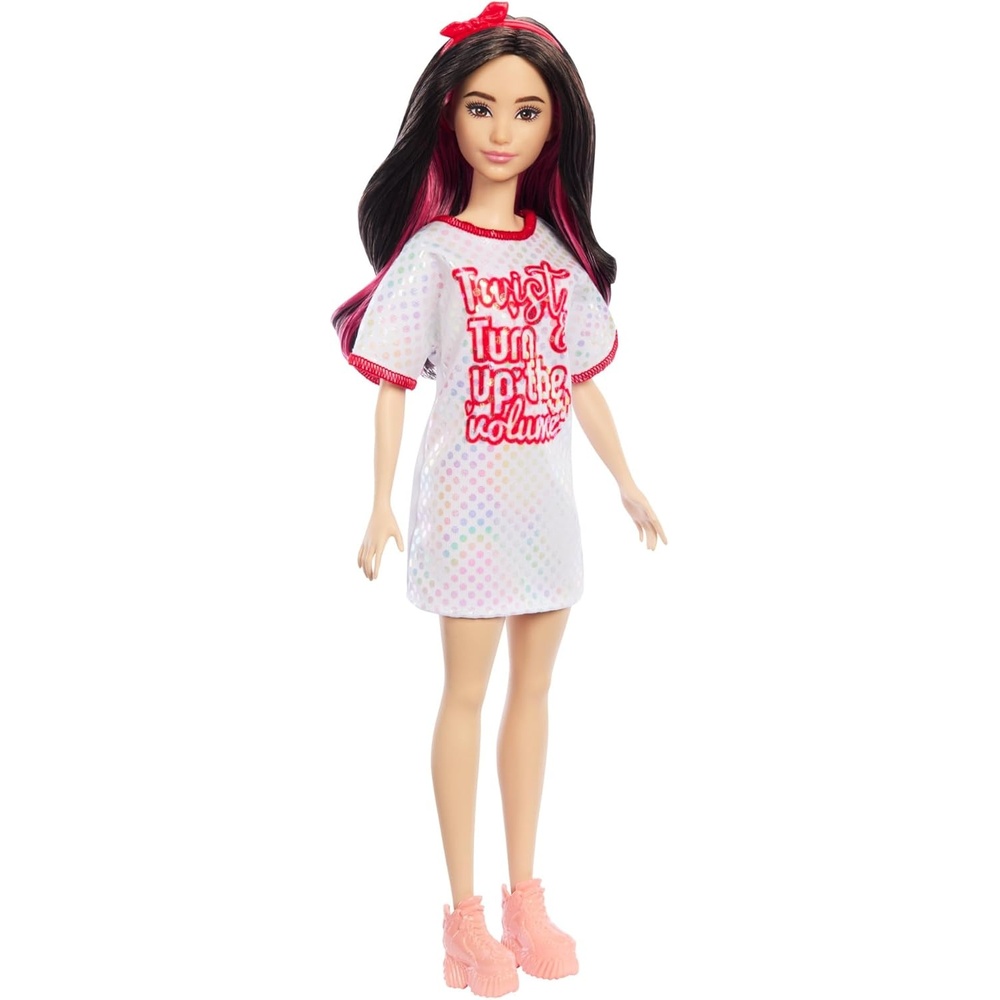 imageBarbie Fashionistas Doll 214 Black Wavy Hair with Twist n Turn Dress amp Accessories 65th Anniversary Collectible ToyDoll