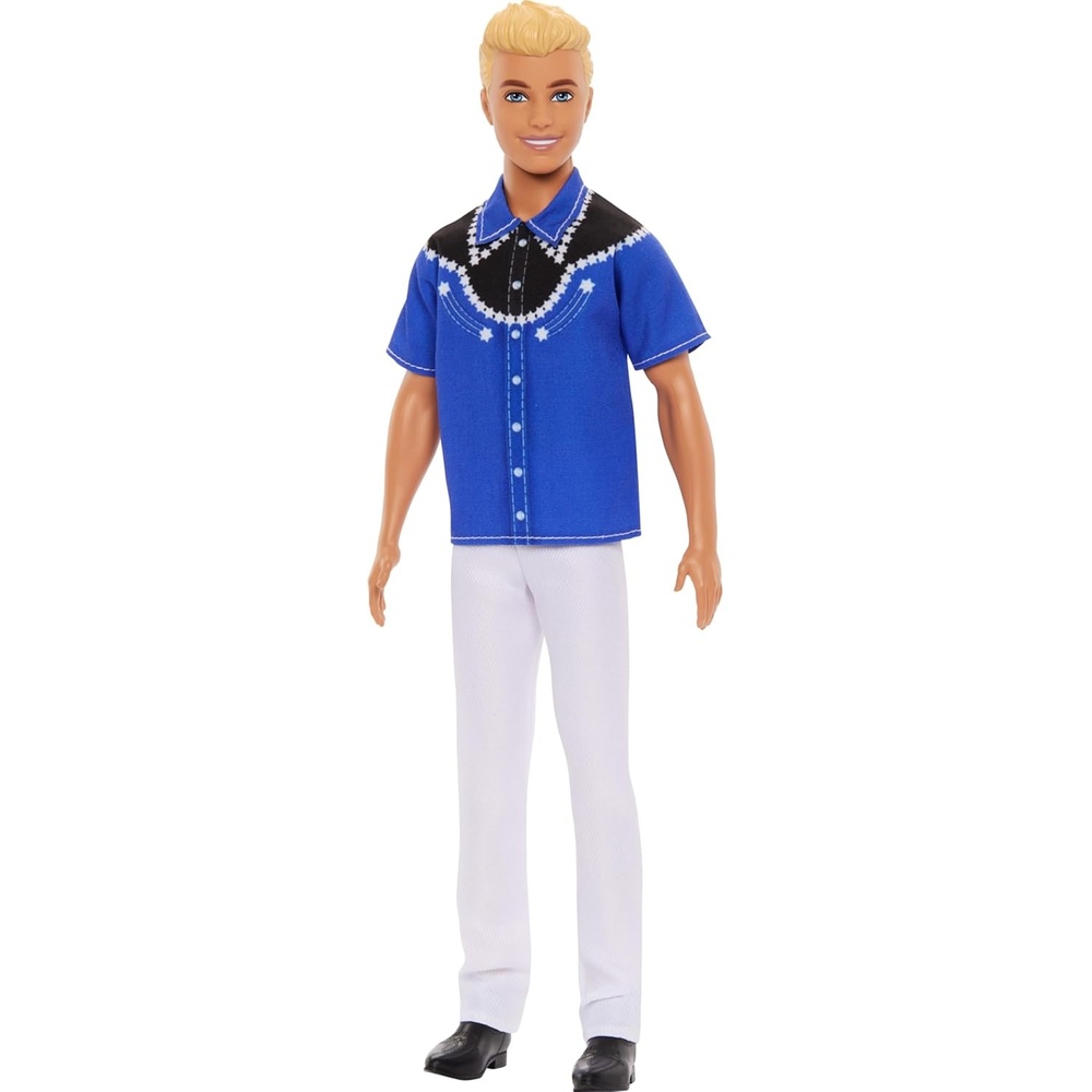 imageBarbie Fashionistas Ken Doll 226 Wearing a Removable Western Shirt Pants amp Boots Blonde Fashion Doll 65th Anniversary Collectible