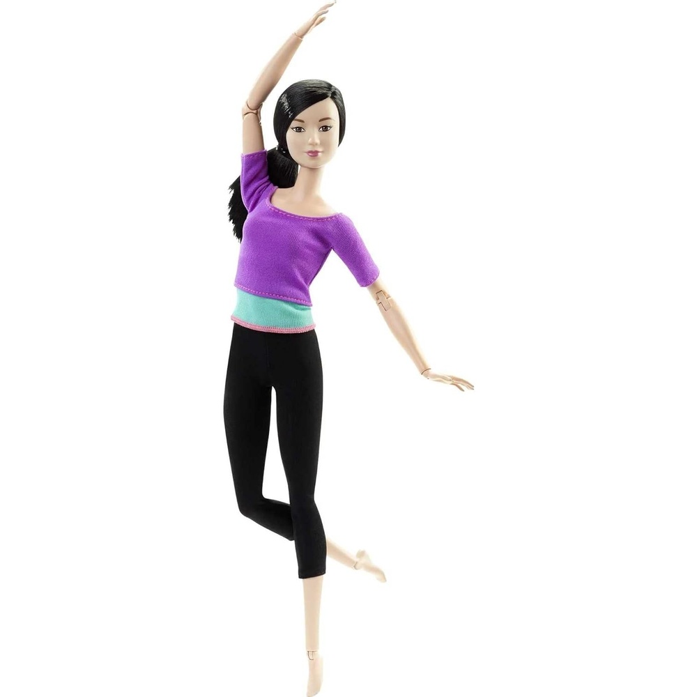 imageBarbie Made To Move Doll UltraPosable 22 Points To Bend Black Leggings ColorBlocked Top Long Blond HairPurple