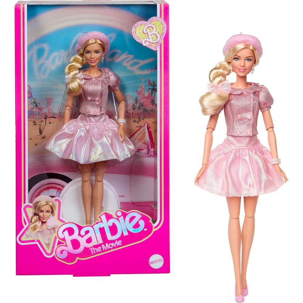 imageBarbie The Movie Doll Margot Robbie as Collectible Wearing Pink Blouse amp Skirt Tutu Outfit with Styled Hair amp Matching Jewelry