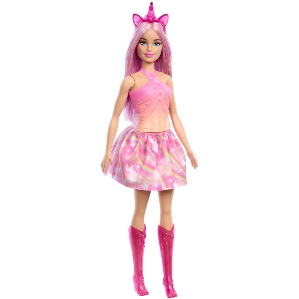 imageBarbie Unicorn Doll with Pink Fantasy Hair Colorful Outfit amp UnicornThemed Accessories