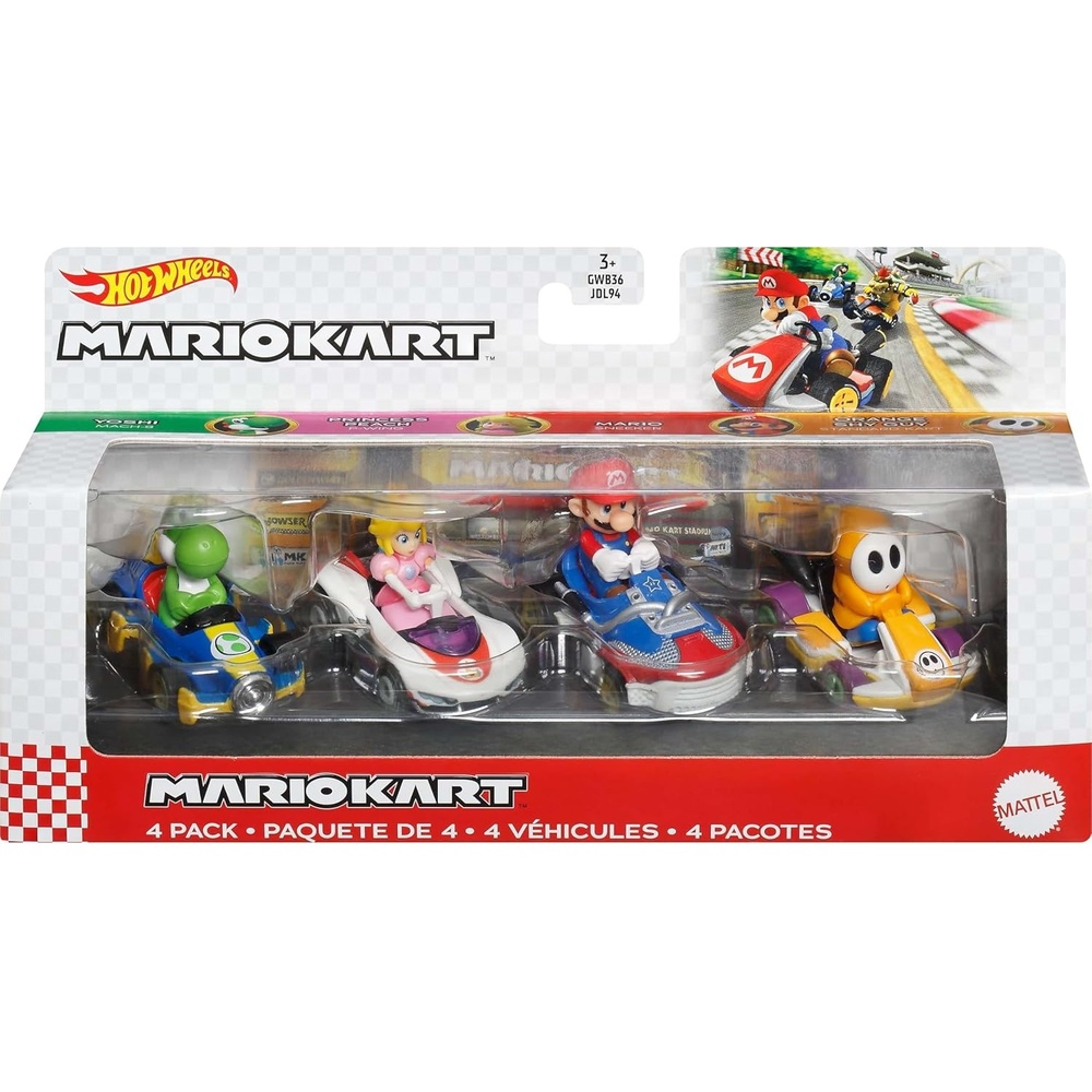 image:imageHot Wheels Mario Kart Vehicle 4Pack Set of 4 FanFavorite Characters Includes 1 Exclusive Model Collectible Gift for Kids amp Fans Ages 3 Years Old amp Up4Pk 2 Orange Shy Guy