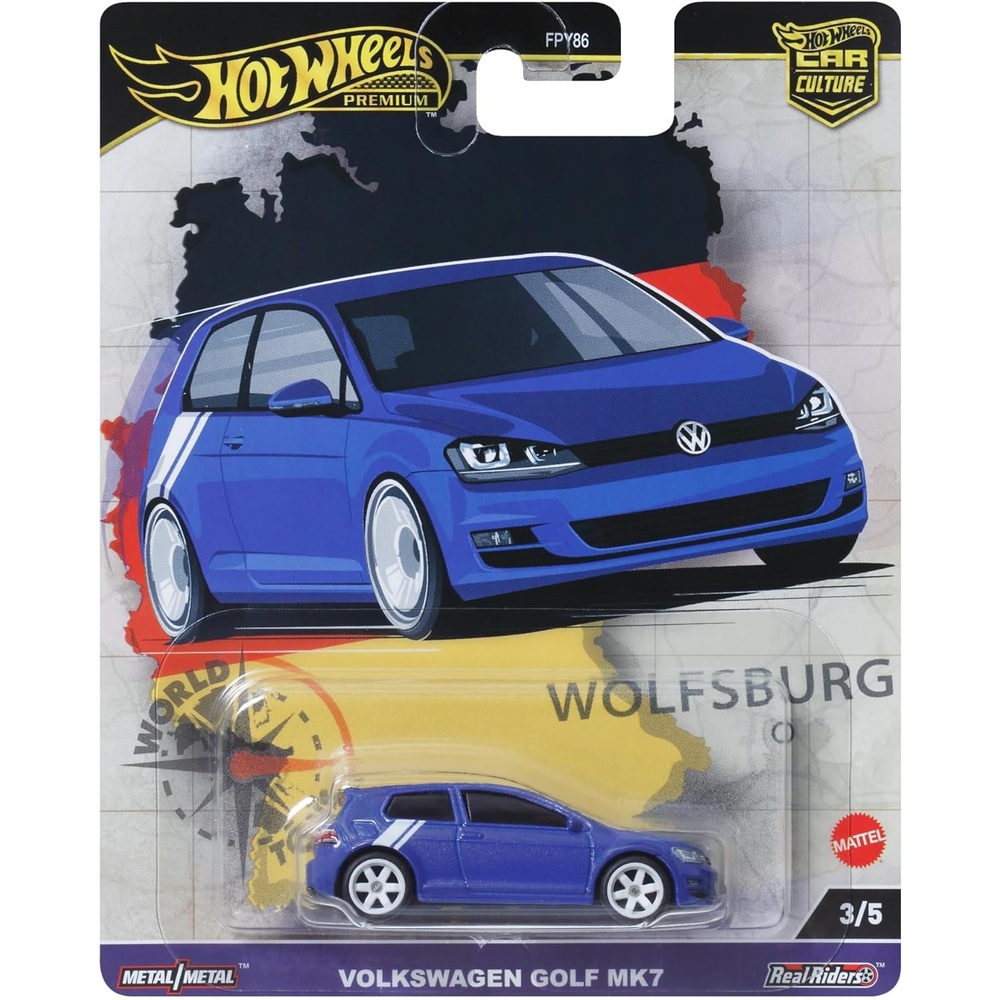 image:imageHot Wheels Premium Car Culture Collectible Toy Car 164 Scale DieCast Volkswagen Golf Mk 7 World Tour Vehicle with Real Riders Tires