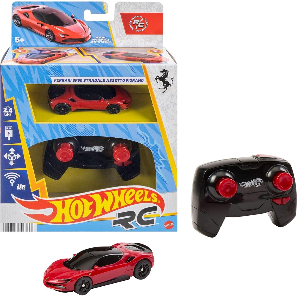 image:imageHot Wheels RC Toy Car RemoteControl Ferrari SF90 Stradale Assetto Fiorano in 164 Scale Race On and Off Track Booster Button for SpeedFerrari SF90