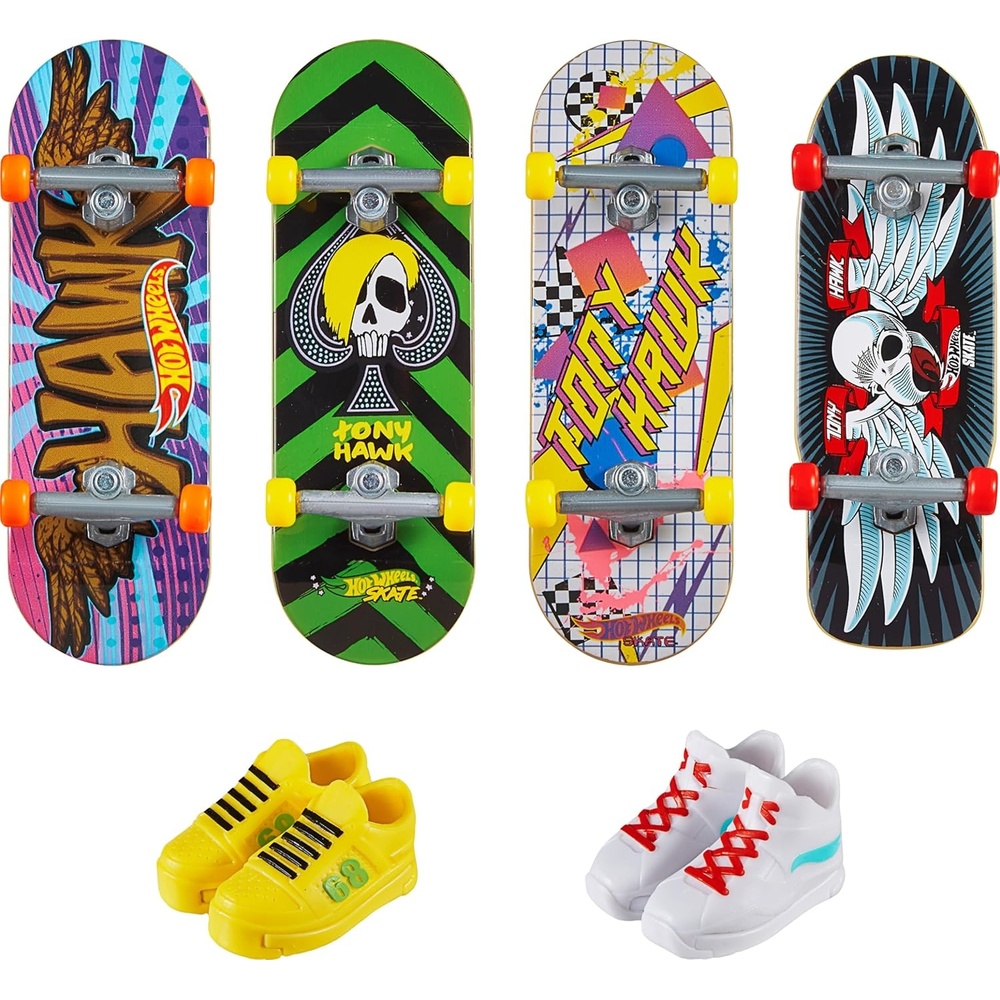 image:imageHot Wheels Skate Tony Hawk Fingerboard amp Removable Skate Shoes Multipack 4 Boards 2 Pairs of Shoes 1 Exclusive Set Styles May VaryHalf Pipe Pack