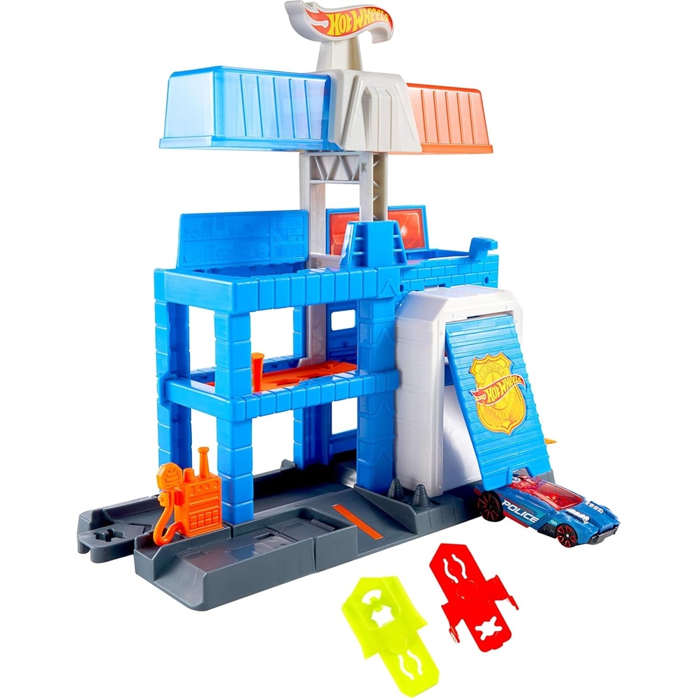 image:imageHot Wheels Toy Car Track Set City Downtown Police Tower Playset amp 164 Scale DieCast Police Vehicle Expands to 3 Levels Speed Snap Track System