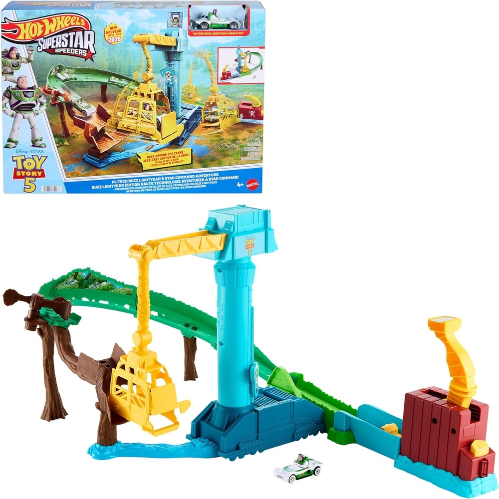 image:imageHot Wheels Toy Car Track Set Disney and Pixar Toy Story 5 Superstar Speeders HiTech Buzz Lightyears Star Command Adventure Track Set