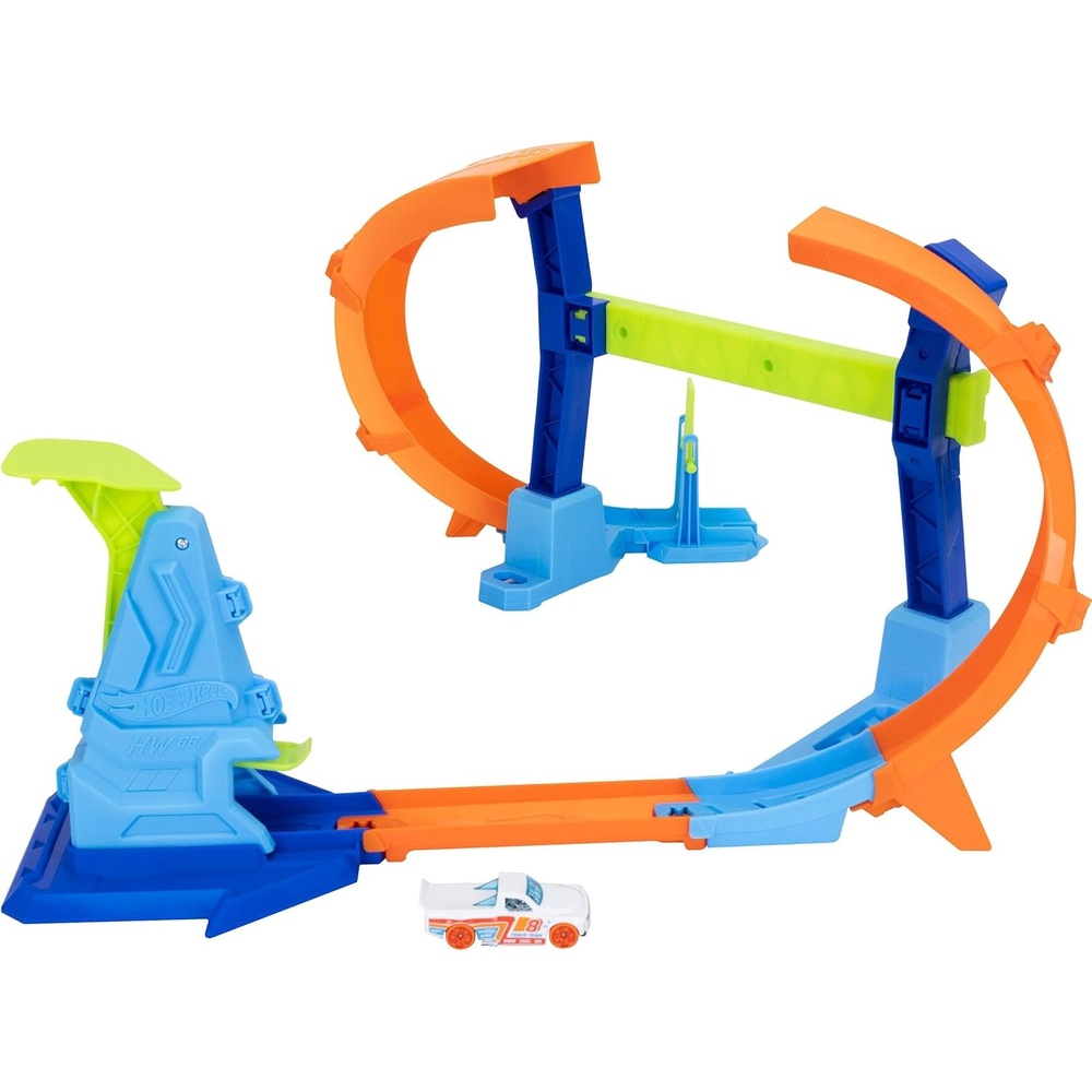image:imageHot Wheels Toy Car Track Set Flip amp Jump Through the Corkscrew Loop with a 164 Scale Toy Car Speed Snap Track amp Adapters Compresses for Storage