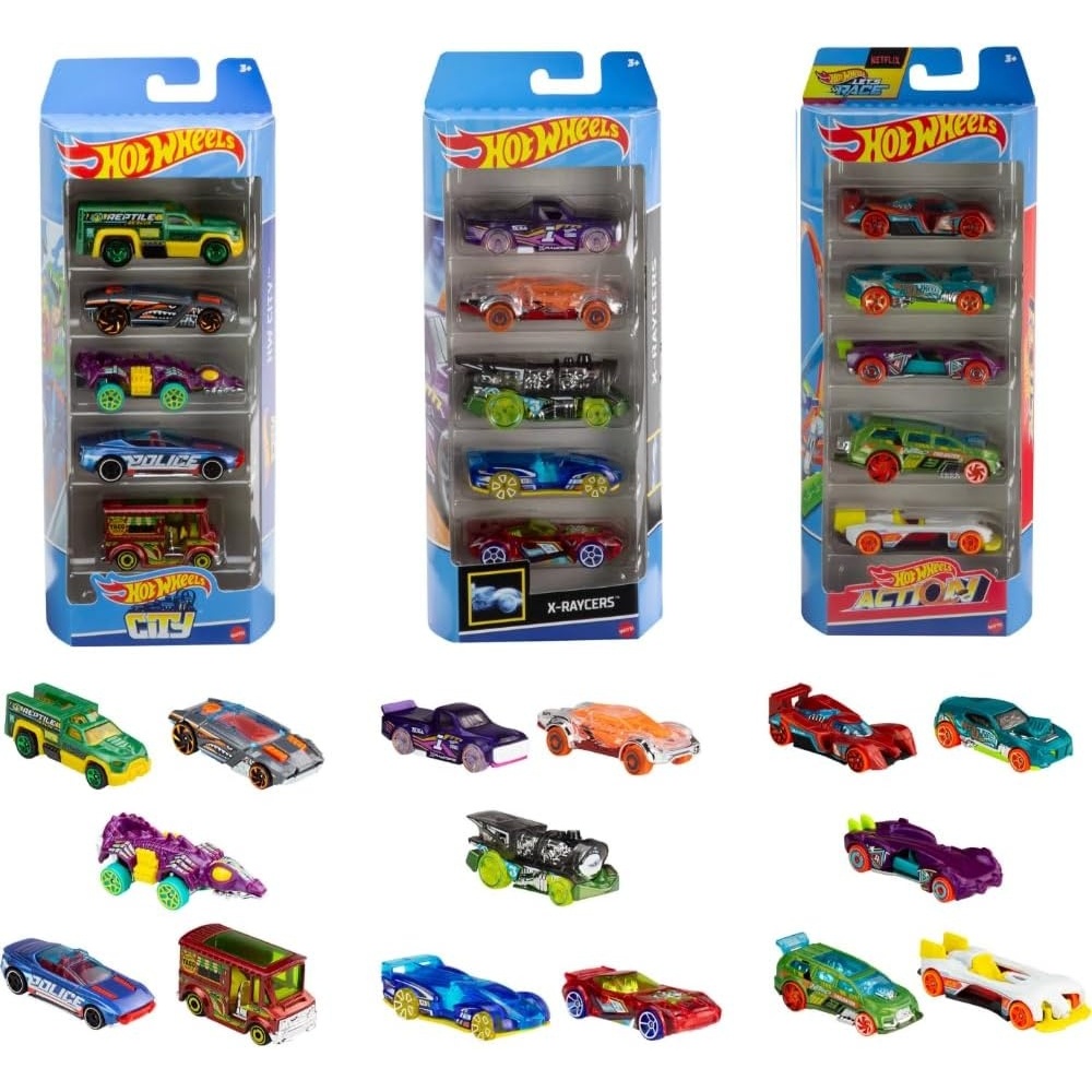 image:imageHot Wheels Toy Cars Bundle of 15 164 Scale Vehicles with 3 Themes HW City XRaycers amp Track Pack15 DieCast Cars Style 2