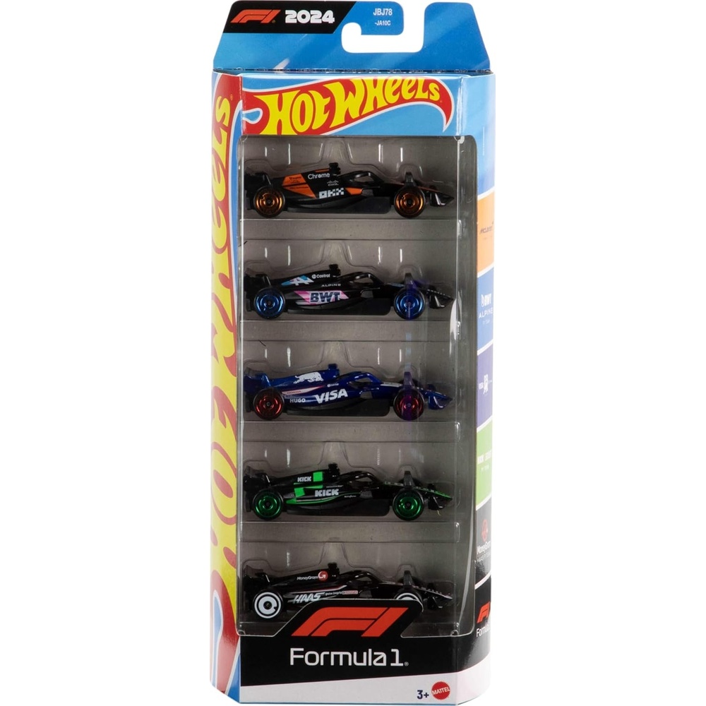image:imageHot Wheels Toy Cars Formula 1 5Pack Set of 5 164 Scale DieCast Vehicles Featuring F1 Racing Team Decos Collectible Race Cars