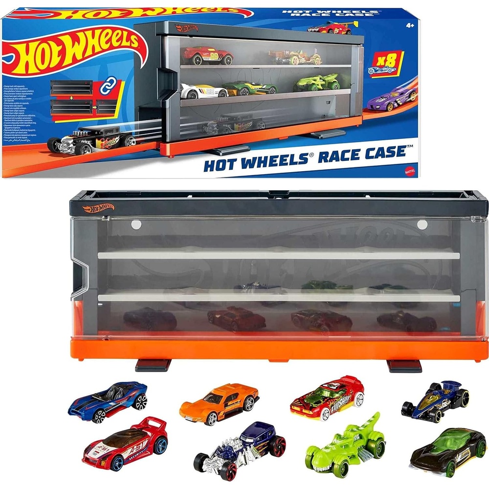 image:imageHot Wheels Toy Cars Set of 8 164 Scale Vehicles amp Interactive Display amp Storage Case That Holds up to 12 Connects to Track